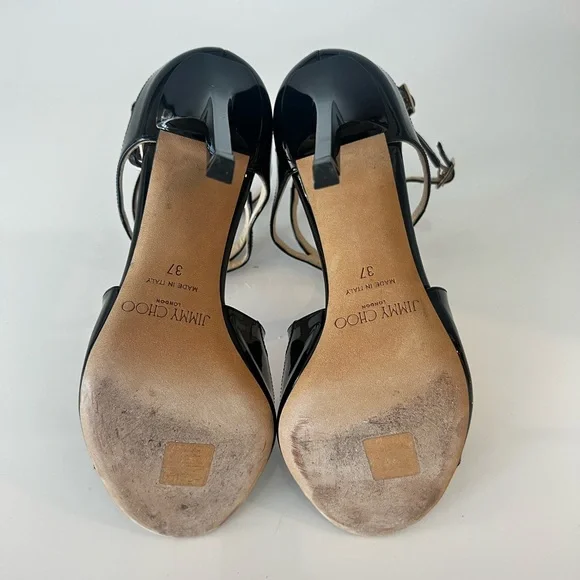 Jimmy Choo Black Patent Heels Size 37 - Picture 4 of 5
